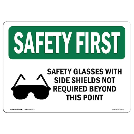 Signmission OSHA Sign, Glasses W/ Side Shields, 7in X 5in Decal, 7" W, 5" H, Landscape, OS-SF-D-57-L-10948 OS-SF-D-57-L-10948